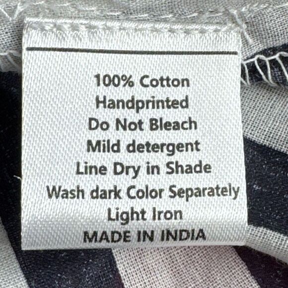 Charlotte Kellogg Stripe Shirt‎ Dress Handprinted Cotton Floral Trim Size Small - Picture 10 of 12